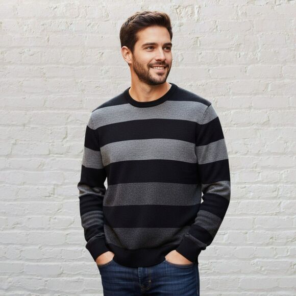 Banana Republic Luxury Cashmere Blend Stripe Sweater L - Picture 1 of 13